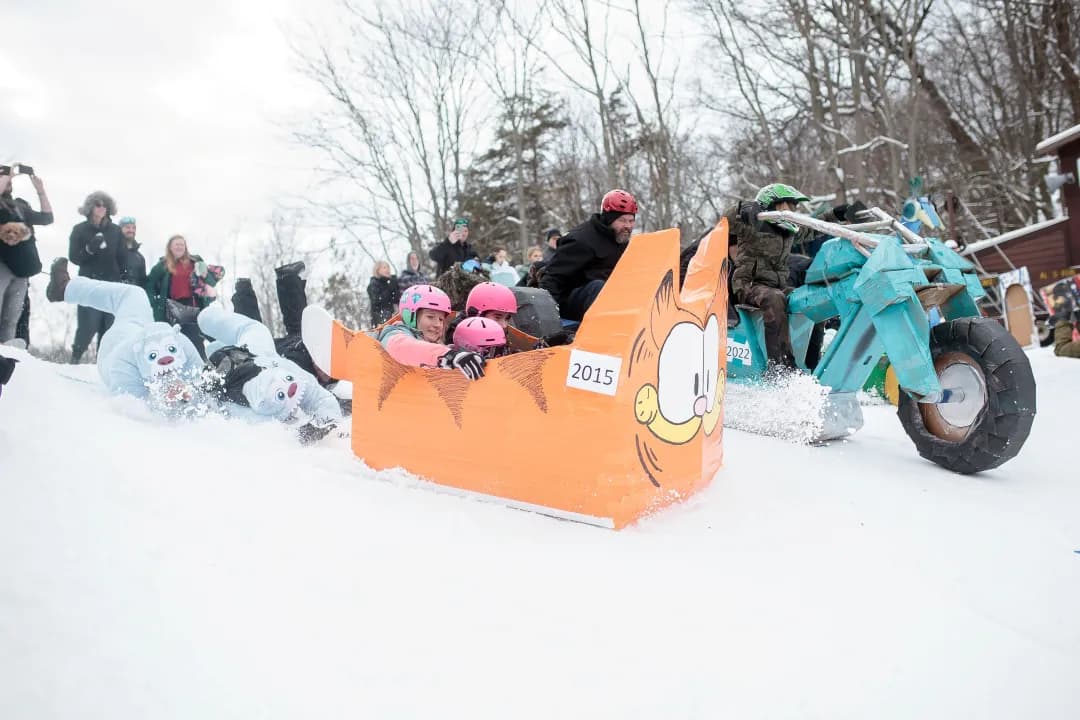 Grand Haven Winterfest celebration with ice sculptures along Lake Michigan shoreline